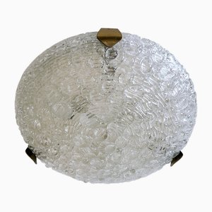 Plafonnier ou Applique Mid-Century en Verre Givré de Leclaire & Schäfer 1960s