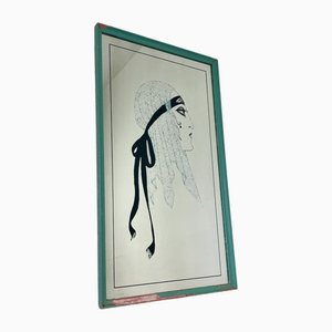 Vintage Art Deco Lady Spiegellithographie