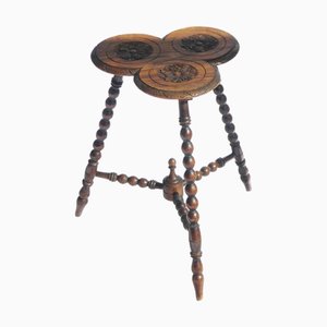 Antique Wooden Side Table with Bobbin Legs