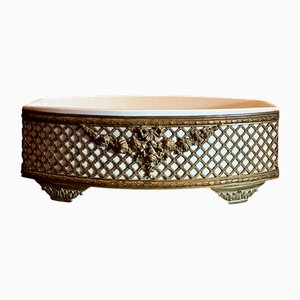 French Louis XVI Style Gilt Brass and Ceramic Jardiniere