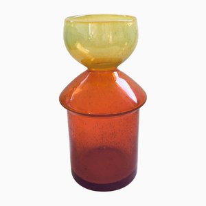 Art Glasvase in Orange & Gelb, 1960er