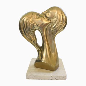 Brass Intertwined Male & Female Statue, 1970s