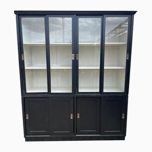 Vitrine Vintage en Bois avec Portes Coulissantes