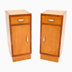 Art Deco Nachttische aus Satinholz & Nussholz, 1930, 2er Set