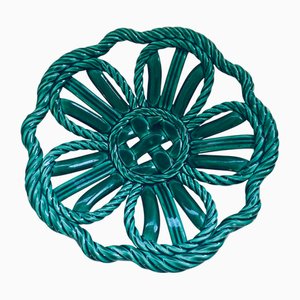 Midcentury Modern Art Ceramics Green Braided Woven Bowl by Vallauris, 1950s