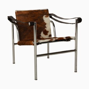 Bauhaus LC 1 Fur Armchair in Brown Cowhide by Cassina Le for Corbusier