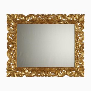 Baroque Mirror in Carved Wood with Leaf Motifs