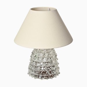 Lámpara de mesa grande de cristal de Murano Rostrato y latón de Barovier, Italia, años 40