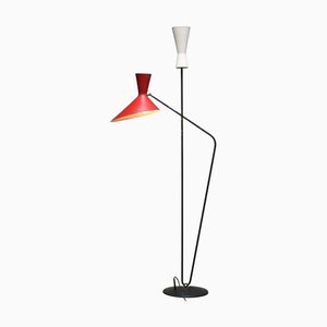 Carl Moor zugeschriebene Stehlampe aus Metall & Messing für BAG Turgi, Schweiz, 1950er