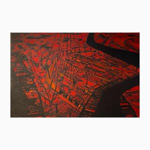Serge Detriaux, City Map, Oil on Panel, 1988
