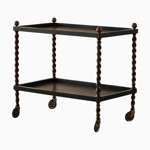 Mesa de servicio danesa de abedul con patas torcidas, años 40