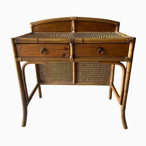 Vintage Dressing Table with Wicker Top and Drawers