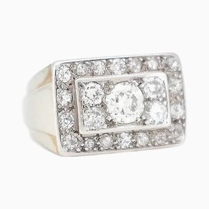 Art Deco Gold, Platinum and Diamond Signet Ring, 1920s-1940s