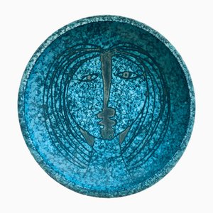 Art Ceramics Sgraffito Face Bowl by Alvino Bagni for Raymor, 1960s