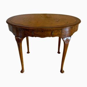 Antique Edwardian Burr Walnut Oval Shaped Writing Table, 1900