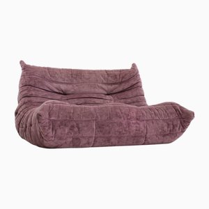 Vintage Togo 2 Seater Sofa in Purple Velvet by Michel Ducaroy for Ligne Roset, 1980s
