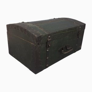 Antiker Koffer aus Grünem Holz & Eisen, Ende 19. Jh.
