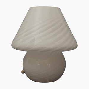 Moderne Mushroom Tischlampe aus weißem Muranoglas, 1970er