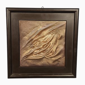 Haut Relief Abstrait en Céramique Dorée par Ivo Sassi, 1990