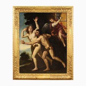 Italian Artist, The Expulsion of Adam and Eve from the Garden of Eden, 1640, Oil on Canvas, Framed