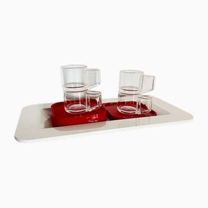 Set da caffè Space Age vintage di Pino Spagnolo per Biesse in acrilico e plastica, anni '70, set di 9