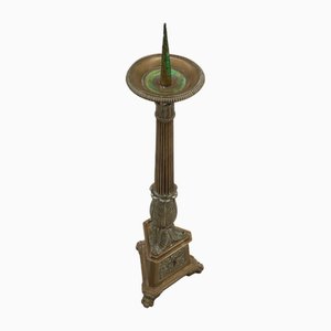Large Antique Decorated Copper Church Candleholder, 1900s