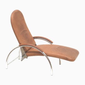 Optima Adjustable Relax Chair in Cognac Leather by Ingmar Relling for Westnofa, 1980s