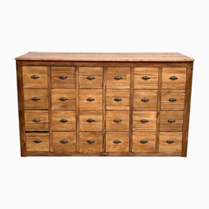 Vintage Kiefernholz Schrank mit 24 Schubladen, 1950er