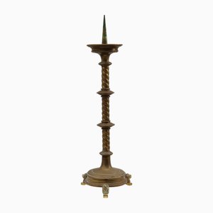 Large Antique Decorated Copper Church Candleholder, 1890s