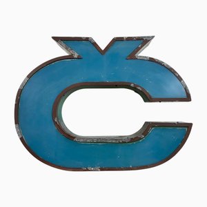 Large Vintage Blue Advertising Letter Č, 1960s