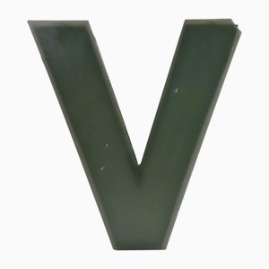 Grauer Vintage Leuchtbuchstabe V, 1970er