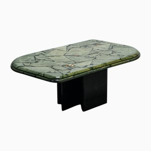 Mesa de centro con incrustaciones de latón y mármol verde de Fedam, Países Bajos, años 80