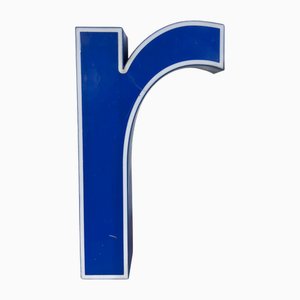 Blauer Vintage Leuchtbuchstabe R aus Kunststoff, 1970er