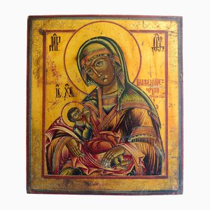 Icon with Madonna and Child, 19th Century, Oil Painting on Wood