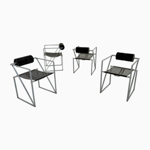 Chaises Seconda Vintage Noires et Grises par Mario Botta pour Alias, 1980s, Set de 4