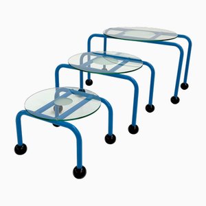 Tables Gigognes Vintage par Nanda Vigo, 1980s, Set de 3