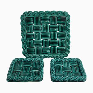 Dessous de Plat ou Porte-Bouteilles en Céramique Tissée de Vallauris, 1960s, Set de 3
