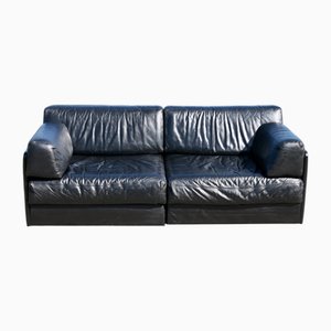 DS-76 Modular Sofa in Black Leather from de Sede, Switzerland, 1970s, Set of 2