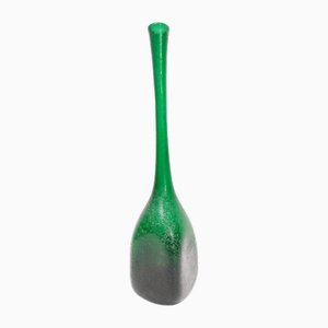 Vintage Emerald Green Corroso Murano Glass Vase attributed to Seguso, Italy, 1950s