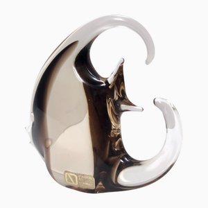 Figura de pez posmoderno de cristal de Murano marrón de Vincenzo Nason, Italia, años 70