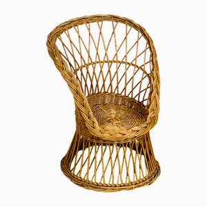 Vintage Handcrafted Rattan Children's Armchair, 1960s