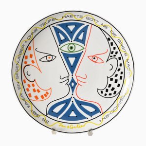 Porcelain Plate by Jean Cocteau for Rosenthal, 1970s