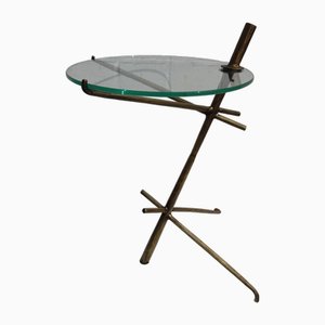 Tavolino in bronzo e vetro nello stile di Felix Agostini, anni '70