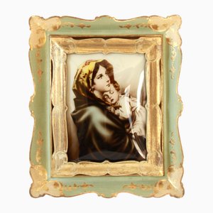 Italienischer Glasdruck von Madonna Del Riposo, 1940er