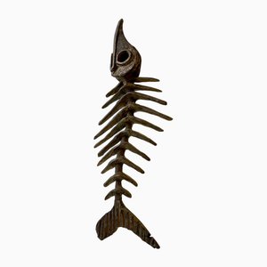 Brutalist Danish Sculpture of a Fish Skeleton in Bronze, 1980s