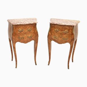 Antique French Marble Top Bedside Chests, 1900, Set of 2