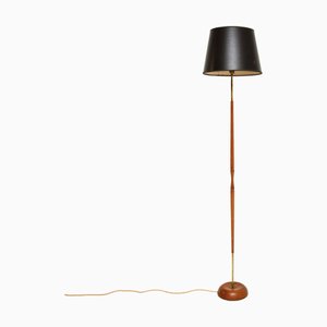 Lampadaire Vintage en Teck et Laiton, Danemark, 1960