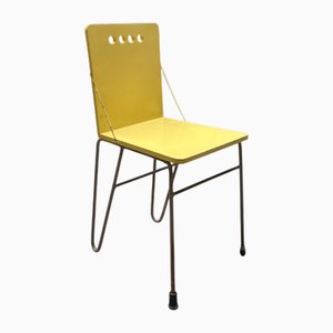 Sedia da pranzo Mid-Century moderna in metallo e compensato di Gerrit Jr. Rietveld, Olanda, 1954