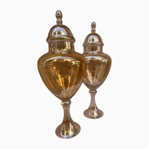 Poutish Becher aus mundgeblasenem Muranoglas, 1890er, 2er Set