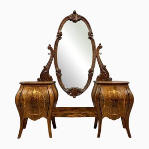 Louis XV Venetian Psyche Mirror Cabinet in Marquetry, 1920